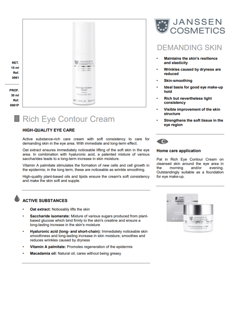 RICH EYE CONTOUR CREAM 15ML – Janssen Cosmetics USA