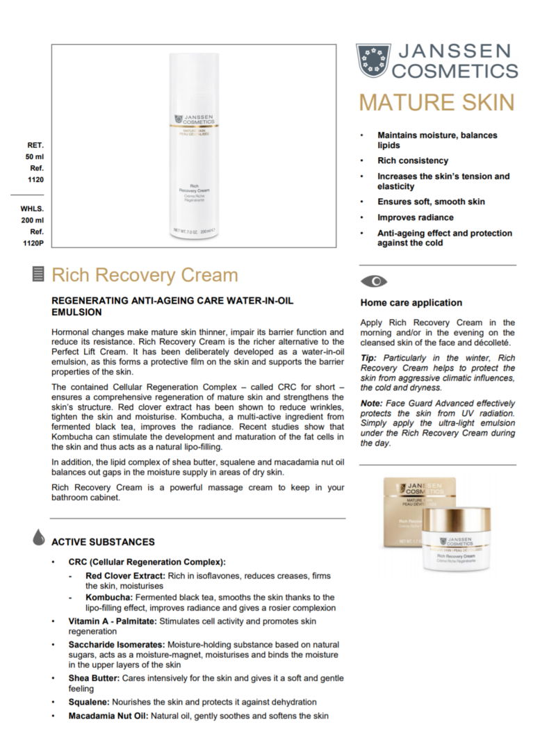 RICH RECOVERY CREAM 50ML - Janssen Cosmetics USA